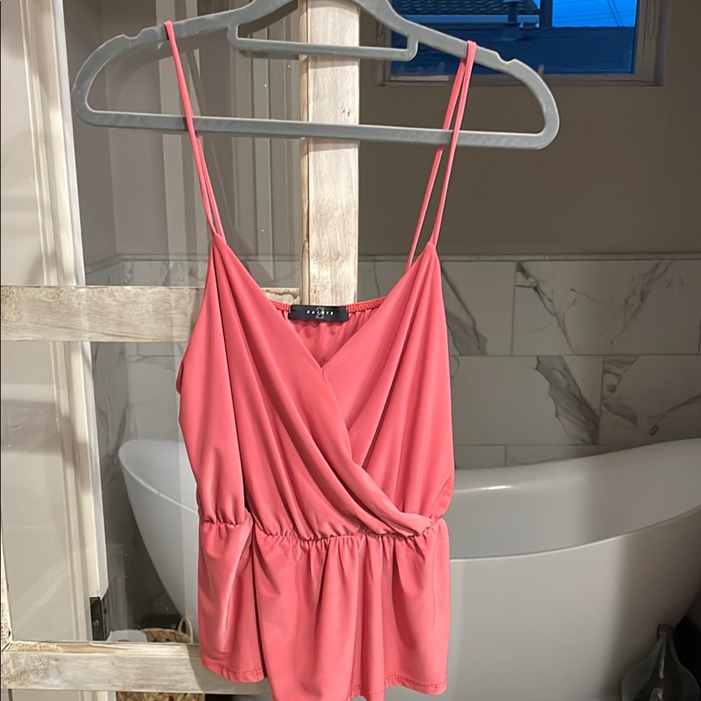 Pink Sleeveless Wrap Top
